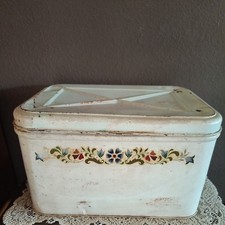 Vintage 1940s NC Colorwear Deco ware? metal bread box Copper top & bottom picture