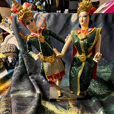 Vintage thai dolls national costume Siam traditional very rare picture