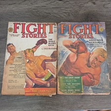 Fight Stories Pulp Magazine Lot Winter 1942 Fall 1943 Fiction House Poor Vintage picture