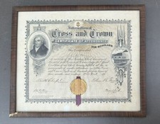 Antique 1907 Cross & Crown Certificate Of Attendance for Scholars Sunday School picture