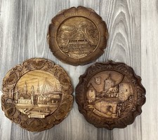 Vintage German Wall Plaques Set Of 3 Hamburg Rothenburg Schwarzwald Resin picture