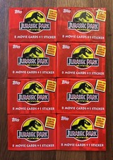 Vintage Lot of 8 Topps 1992 Jurassic Park Unopened Packs Of 8 Cards + 1 Sticker picture