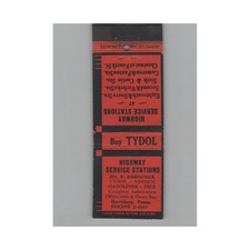 Matchbook Cover 1930s Star Match Co. Jno Tydol Highway Gas Station Harrisburg PA picture