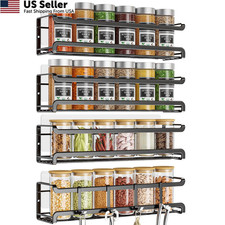 Bunoxea Spice Rack Wall Mounted 4 Pack, For Jars & 4Pack, Black picture