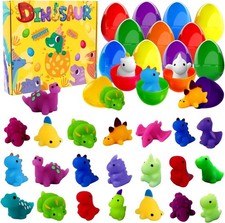 JOICEE 24pcs Dinosaur Squishy Toy Prefilled Easter Eggs, Kawaii Mochi... picture