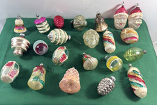 21 Vtg MCM LOT GLASS CHRISTMAS ORNAMENTS GLASS MICA GERMANY UFO picture