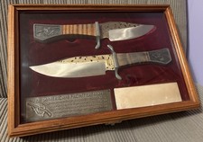 VTG CUTCO American Frontiersman Collectible Two-Knife Set In Wooden Display Case picture