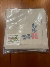 CUTE 4 Vintage Linen Napkins Hem Stitched Edge picture