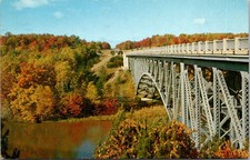 Vintage Cooley Bridge M-55 Michigan Pine River Avery Color Postcard picture