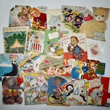 Lot of 20 Vintage 1940s — 1950s Girl Birthday Cards Flocked Novelty Die Cut (#3) picture