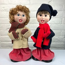 Vintage 1985 Caroling Kids Sandra Lee Christmas Dolls Pair Non Working 13
