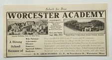 1914 Worcester Academy Original Print Ad Mass Massachusetts 1910's picture
