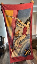 Vintage 1980s Stephen Hall Hiltex Beach Towel Retro Pop Art Windsurfer Surf 80s picture