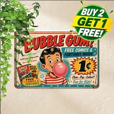 Double Bubble Comic Gum Tin Sign Vintage Candy Store Sweet Shop Wall Decor 8x12 picture