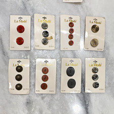 Vintage Lot of Original La Mode Italian Plastic Sewing Buttons, 8 Cards (Lot 3) picture