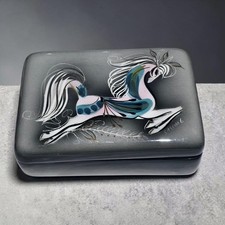 Vintage Sascha B Brastoff Horse Trinket Box MCM Ceramic Jewelry Box Atomic A2 picture