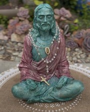 Acid Stained Stone Jesus Statue. “Intention Jesus”. Heavy. Not Plastic picture