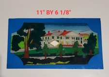 Vintage Antique Clock Tablet Reverse Glass Painting Mount Vernon picture