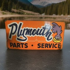 Vintage Plymouth Porcelain Sign Road Runner Chrysler Barracuda Prowler 30