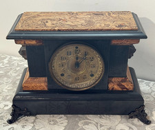 Antique Seth Thomas Victorian Mantle Clock Faux Slate Marble - Parts / Restore picture