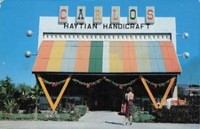 Vintage CARLOS Haitian Handicraft Store Port-au-Prince Haiti Postcard picture