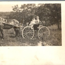 c1910s Family in Horse Carriage RPPC Cute Baby Girl Mother Parents Real Photo PC picture