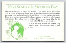 Vintage Mother's Day Postcard Invitation Queen of May Silhouette Green Ink picture