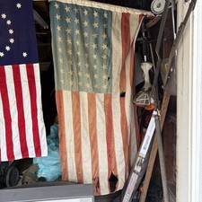 1940s - 48 Star Distressed Sun Faded American Flag 70x40 picture