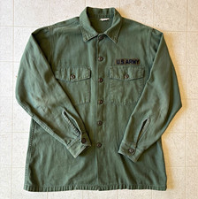 Vintage 1960s Vietnam OG-107 sateen cotton shirt large 16.5x34 picture