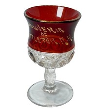 LITTLETON NH NEW HAMPSHIRE ANTIQUE Ruby Red Flash Souvenir Glass TRINKET GOBLET picture