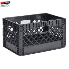 Juggernaut Storage 24QT Plastic Heavy-Duty Milk Crate, Black picture