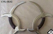 CUSTOM HANDMADE RARE 2PCS PAIR CUSTOM FULL TANG KUNG-FU KNIFE WOOD HANDLE picture