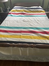 Vintage Hudson's Bay Gold Label, 100% Wool Blanket 4 Point 1930s  69”x86” picture