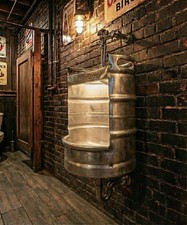Beer Keg Urinal β Branded Edition-with Manual Push Flush Valve β Complete Set picture