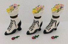 VTG Victorian Trinket Box Hinged With Removable  Mini Roses Inside Boot Lot Of 3 picture