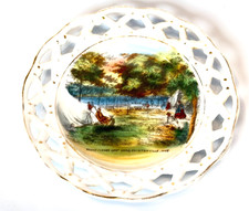 CLINTONVILLE Clover Leaf Lake WI WISCONSIN Antique Souvenir China TRINKET DISH picture