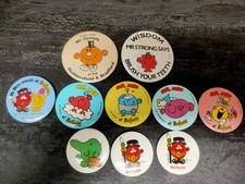 Vintage Bundle Of Mr Men Advertising Pin Badges. Beefeater, Dentist Etc picture