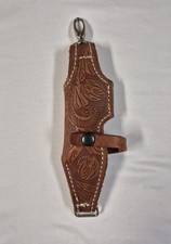 Vintage Robert Saddlery El Paso TX Hand Tooled Leather Folding Knife Sheath  picture