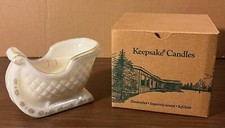 Keepsake Candles-Bartlesville, OK- VTG white Christmas sled candleholder- new picture