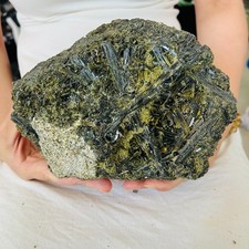 7.7LB Natural Epidote Crystal Cluster Specimen Raw Green Epidote Stone picture
