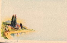 Lot of Ten (10) 1900-1920 Business or Trade Card BLANKS Lake Scene