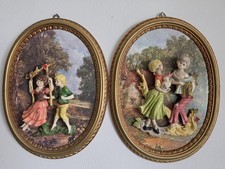 Rare Vintage 3D Italian Empire Figural Art Wall Plaques Ornate Frames Victorian picture