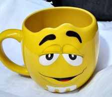 M&M Ceramic Sculptured Face Mug Cup Yellow Coffee Tea Chocolate Soup 3D 24oz picture