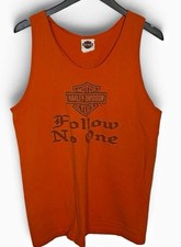 Harley Davidson Tank Top Men’s Large Orange Davis Harley Davidson NC Motorcycle picture