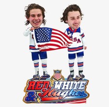 PRE-SALE Quinn Hughes and Jack Hughes Team USA Men's Hockey American Flag Dual 8 picture
