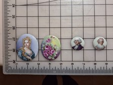 George & Martha Washington Czech Miniature Plaques + Baroque Lady & Floral Ovals picture