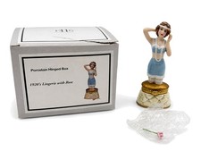 PHB Collection 1920s Lingerie with Rose Porcelain Hinged Trinket Box picture