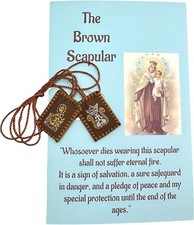 the Brown Scapular Prayer Set Traditional Wool Catholic Prayer Necklace with Mad picture