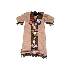 Vintage 70s Girl Scouts Campfire Girl Ceremonial Gown Dress Patches Pins Fringe picture