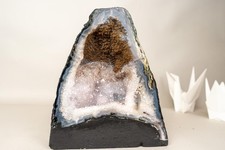 Collector’s Bi-Color Agate Geode with Sparkly Sugar Druzy and Rare White Amethys picture